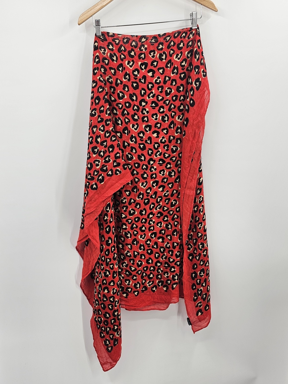 Stella & Dot Red Cheetah Print Swim Scarf Wrap